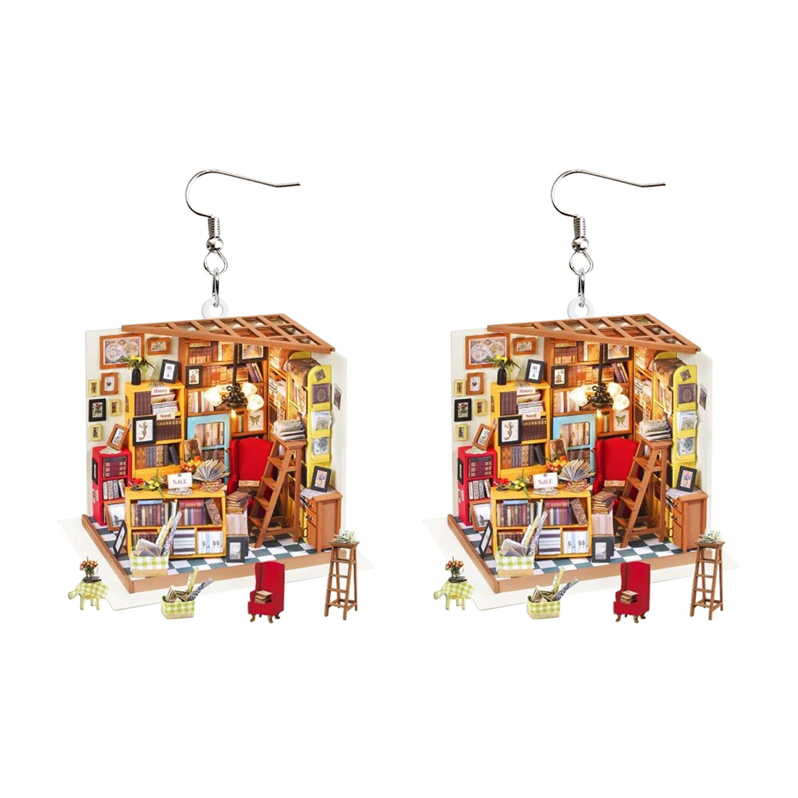 Wholesale Puppy Love Bookstore Creative Acrylic Earrings