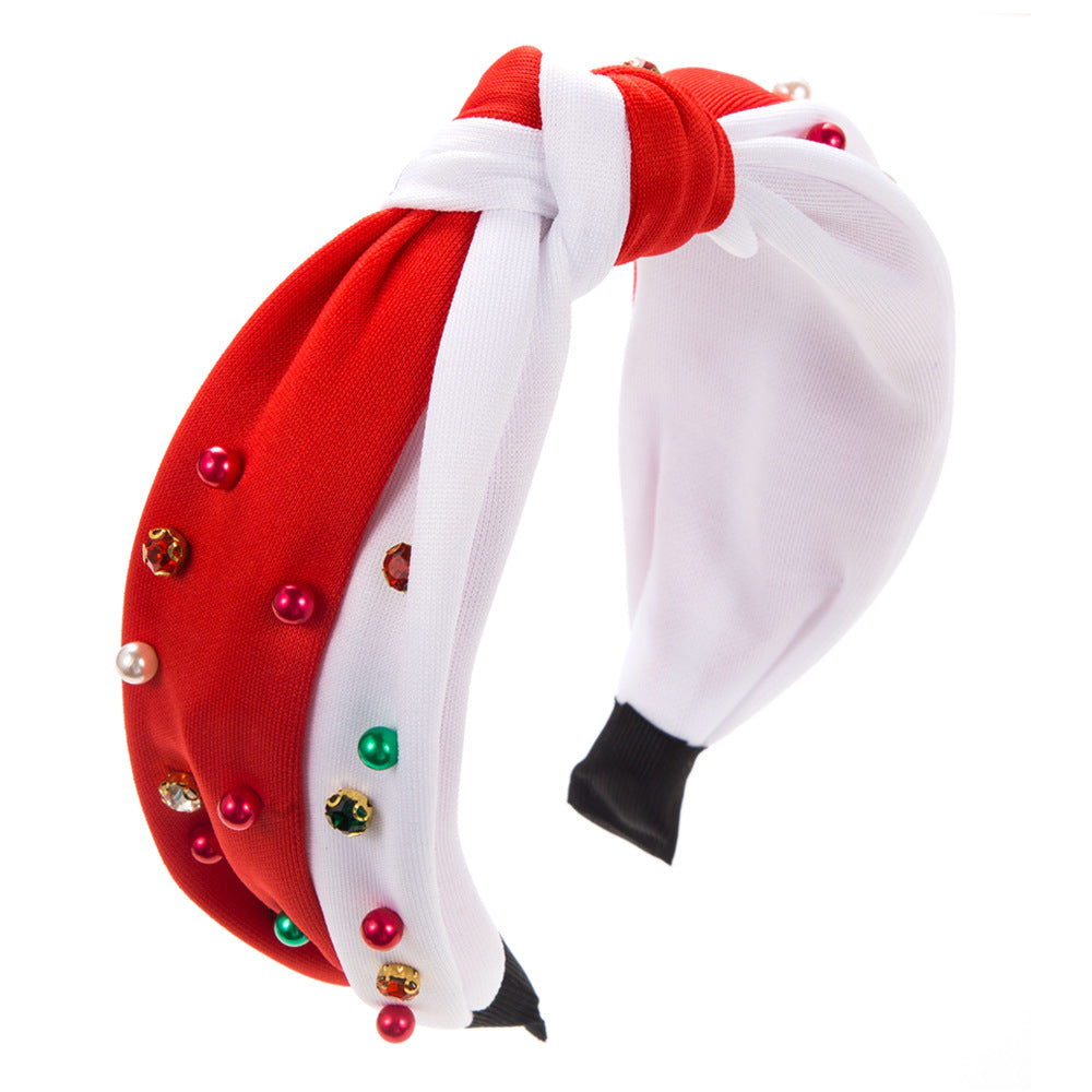 Wholesale New Trendy Christmas Headband Fashion Christmas Red and Green Color-Blocked Headband