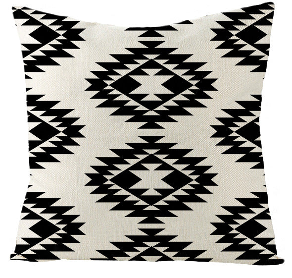 Wholesale Moroccan Black and White Geometric Linen Pillowcases