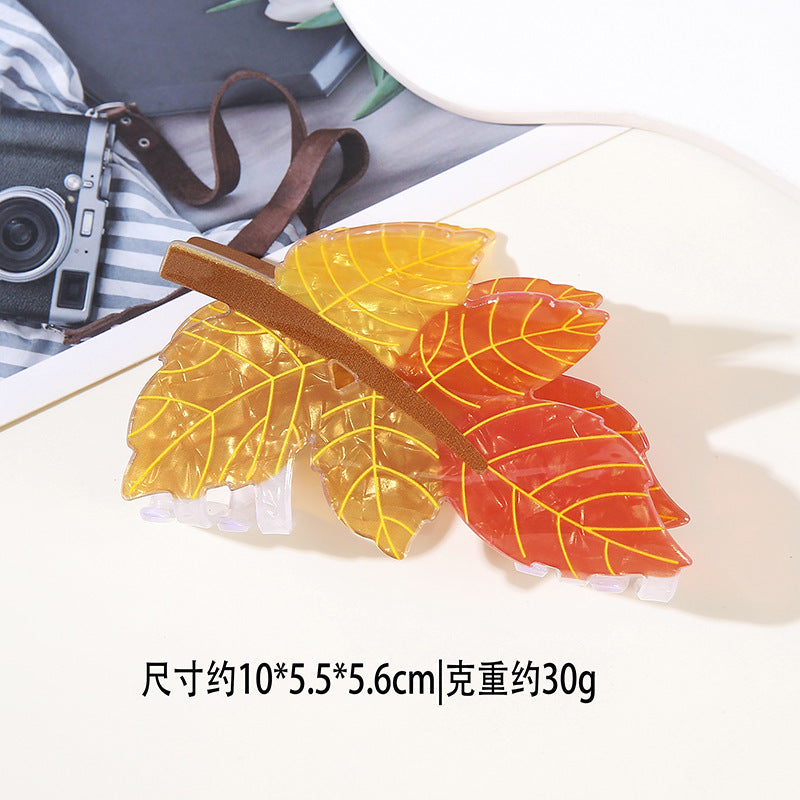 Wholesale PVC Leaf Hair Claw Clip 3D Maple Shark Clip Everyday Styling Hair Accessory For Women