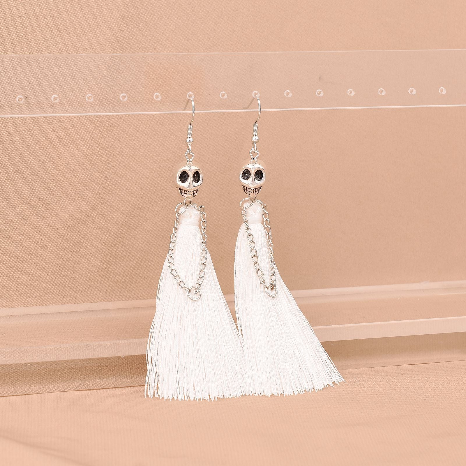 Wholesale Halloween Skull Tassel Multicolor Earrings