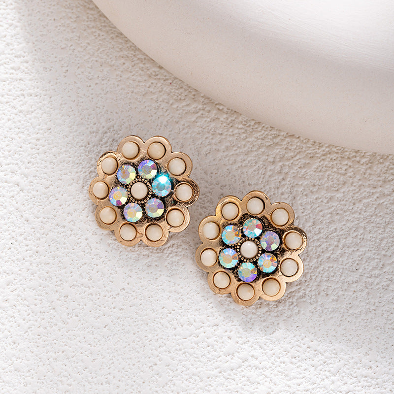 Wholesale Bohemian style turquoise flower earrings