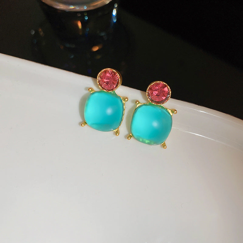 Wholesale Diamond and Pearl Square Buckle Bracelet Necklace and Earrings Set