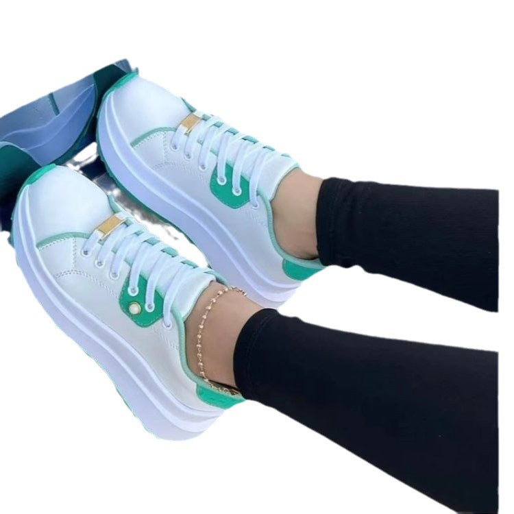 Wholesale Thick-soled Sneakers Front Lace-up Sports PU Shoes