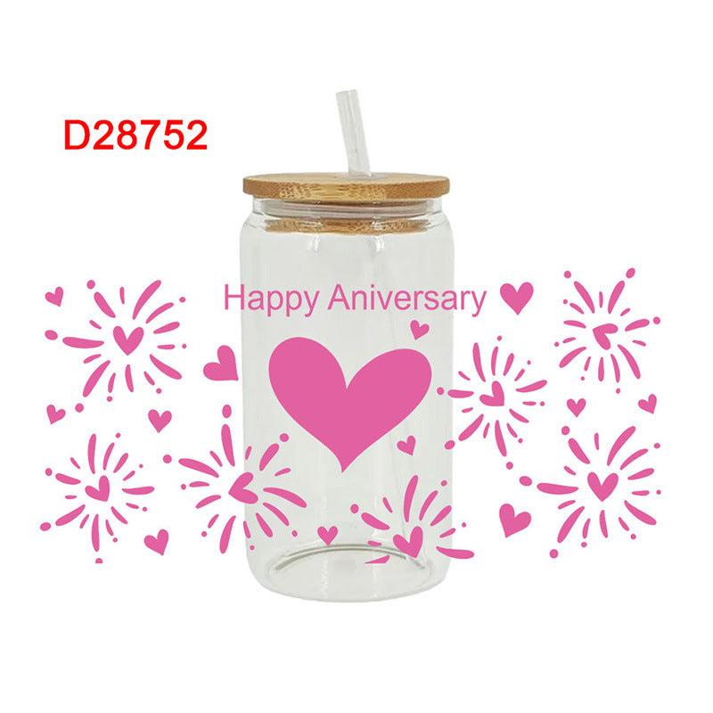 Wholesale Pink Love Valentine's Day Series 16oz Cup UV DTF Wraps