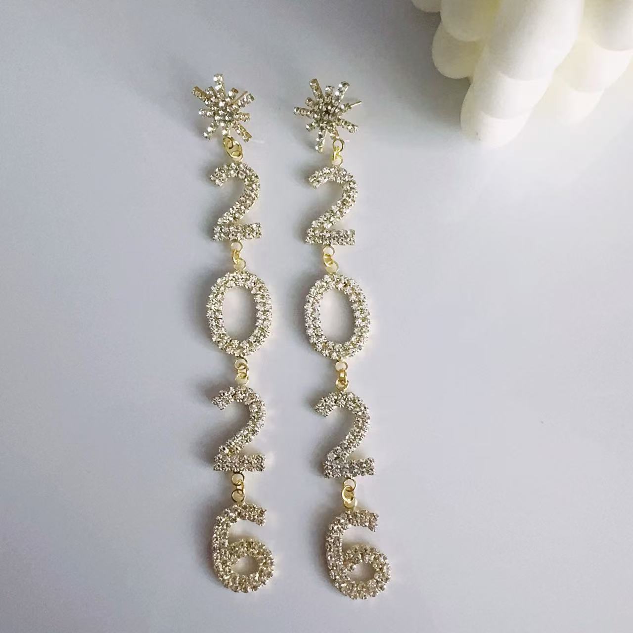 Wholesale Diamond Snowflakes 2026 Christmas Blingbling Earrings