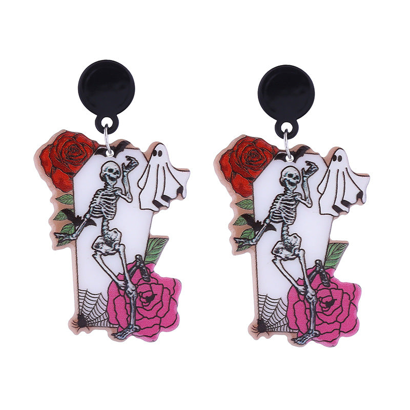 Wholesale Halloween cute funny long-legged witch ear Acrylic earrings