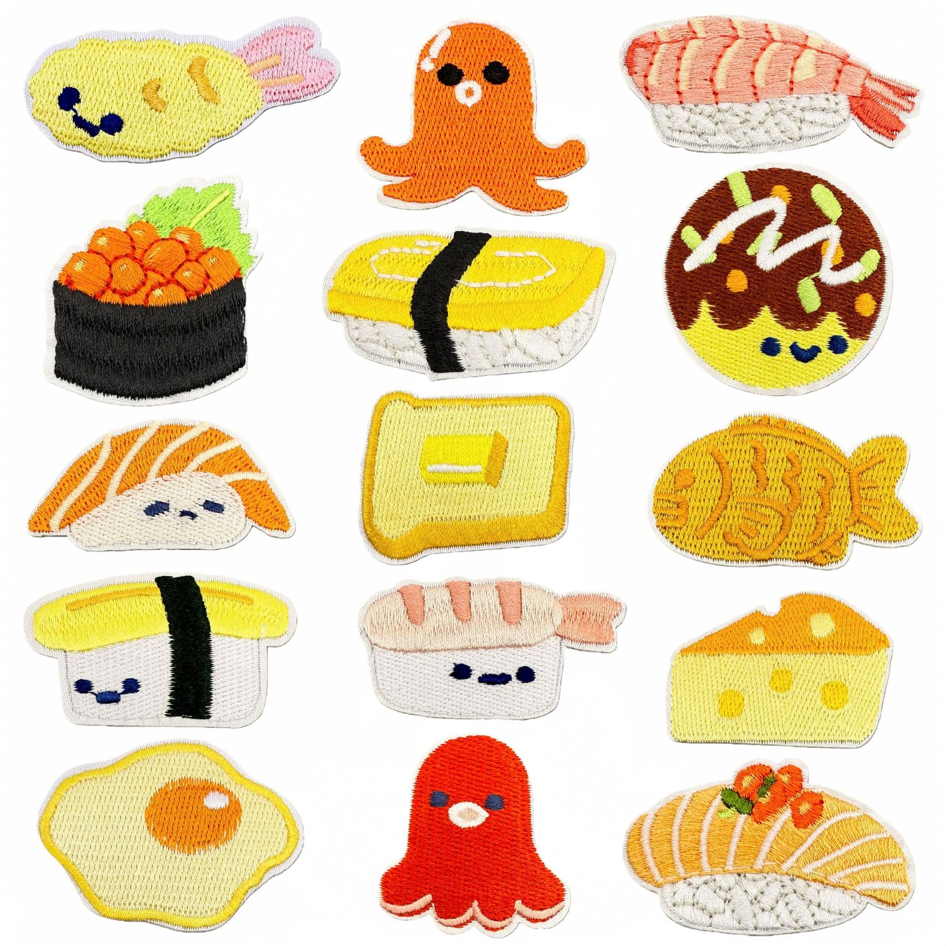 Wholesale Cartoon Salmon Sushi Iron On Embroidery Patch Fashion Decorative Clothing Accessory For DIY Craft And Party Gift Resale