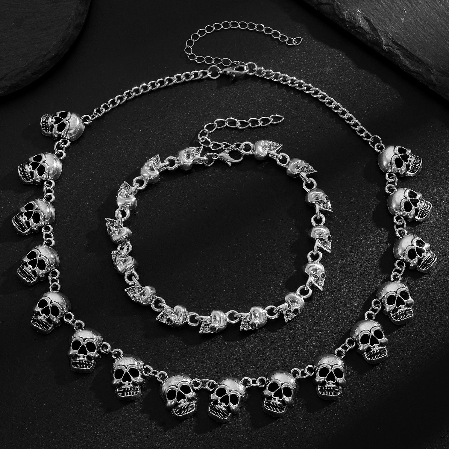 Wholesale Bold Gothic Skull Choker Necklace And Bracelet Set For Women Trendy  Jewelry Accessory
