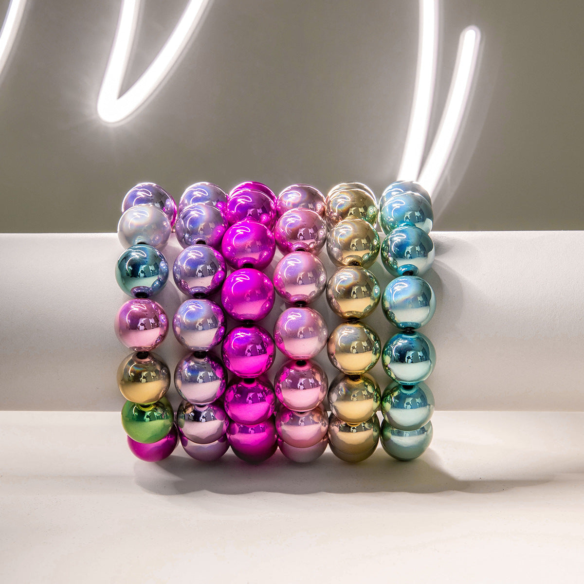 Wholesale Dopamine Colorful Gradient Beaded Bracelet