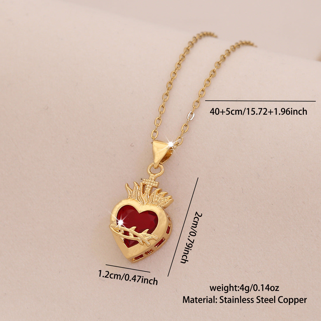 Wholesale  Red Love Pendant Necklace Light Luxury Stainless Steel Clavicle Chain