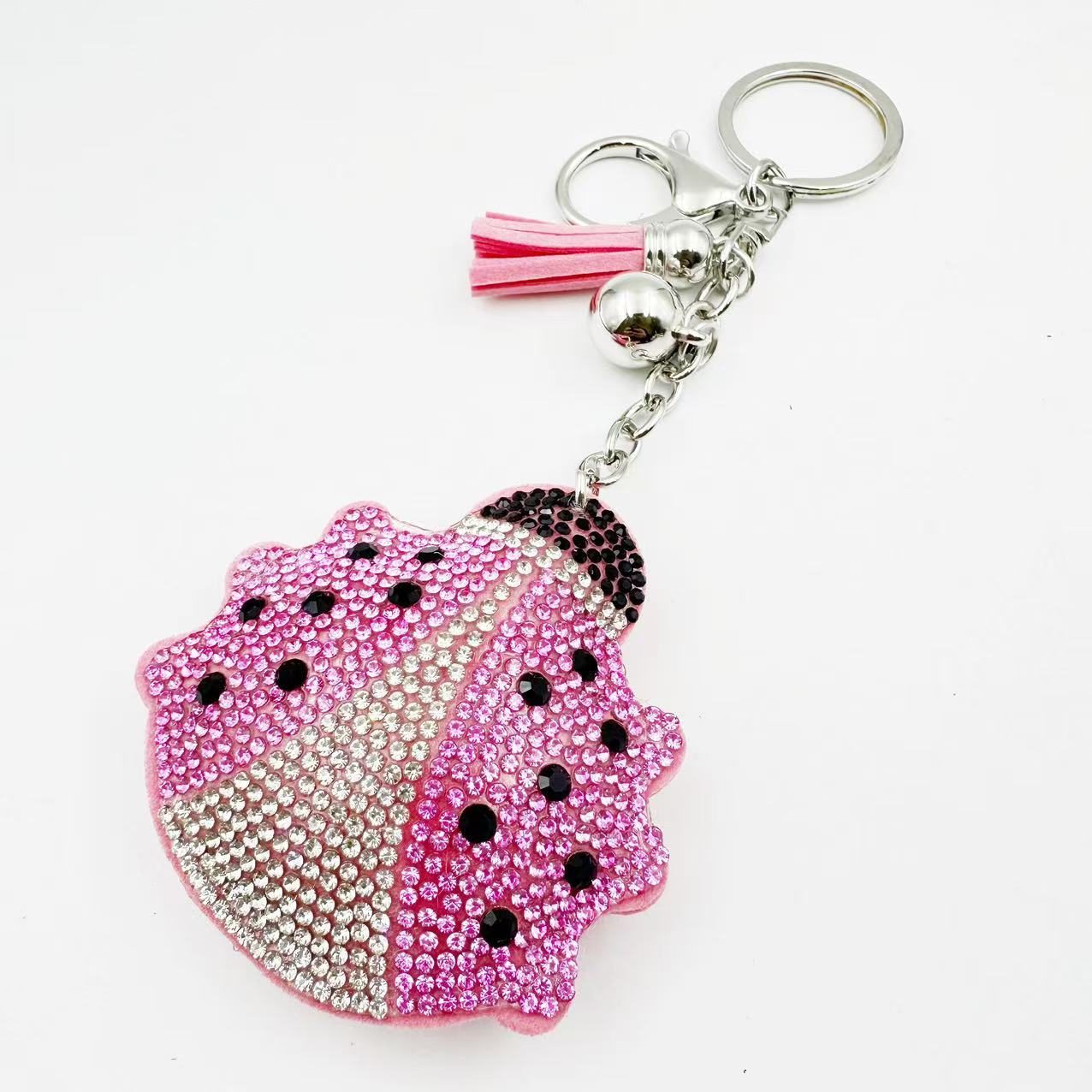 Wholesale Creative cartoon velvet rhinestone carapace ladybug Cute Keychain