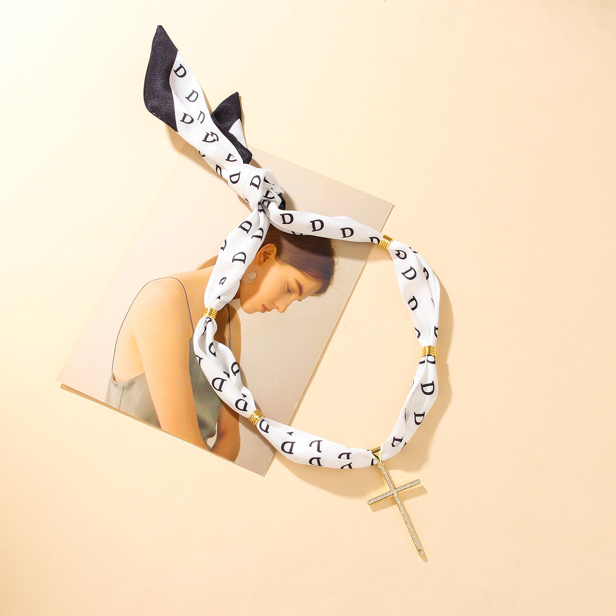 Wholesale Colorful ribbon hanging stainless steel pendant necklace