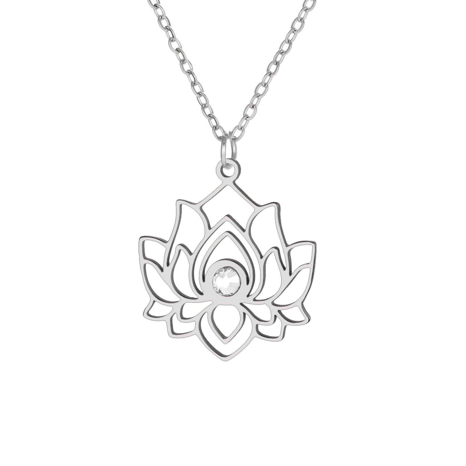 Wholesale Water Drop Lotus Necklace Women's Stainless Steel Trend Necklace