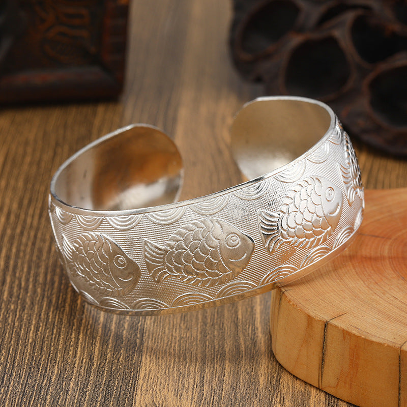Wholesale Vintage Ethnic Style Miao Silver Bracelet