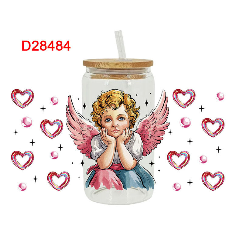 Wholesale Bow Cow Cartoon Valentine's Day 16oz Cup UV DTF Wraps