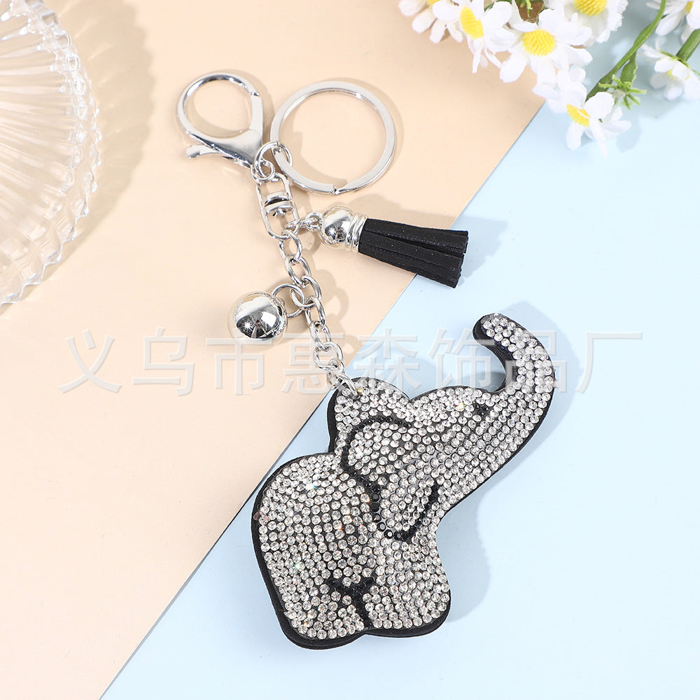Wholesale 4pcs Nose Elephant Encrusted Key Chain Rhinestone Keychain