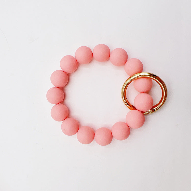 Wholesale Solid Color Silicone Handmade Beaded Wrist Keychain