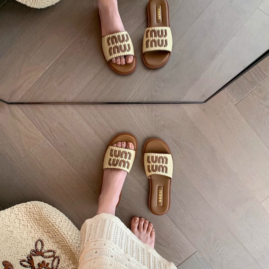 Wholesale Letter Woven Flat Casual Sandals