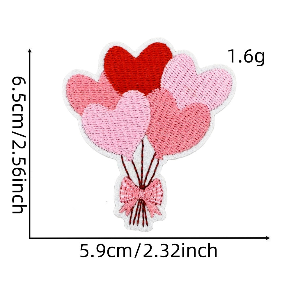 Wholesale Embroidered Iron On Patch Pink Valentine Hearts Cute Bear Design Wedding Scrapbook Decor Fashion DIY Accessory