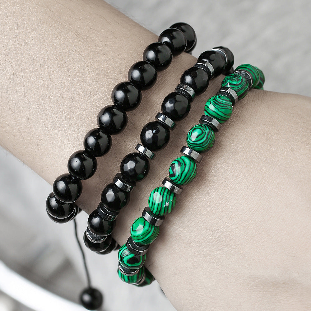 Wholesale vintage black frosted bracelet zircon crown diamond ball dice lion head beads bracelet suit