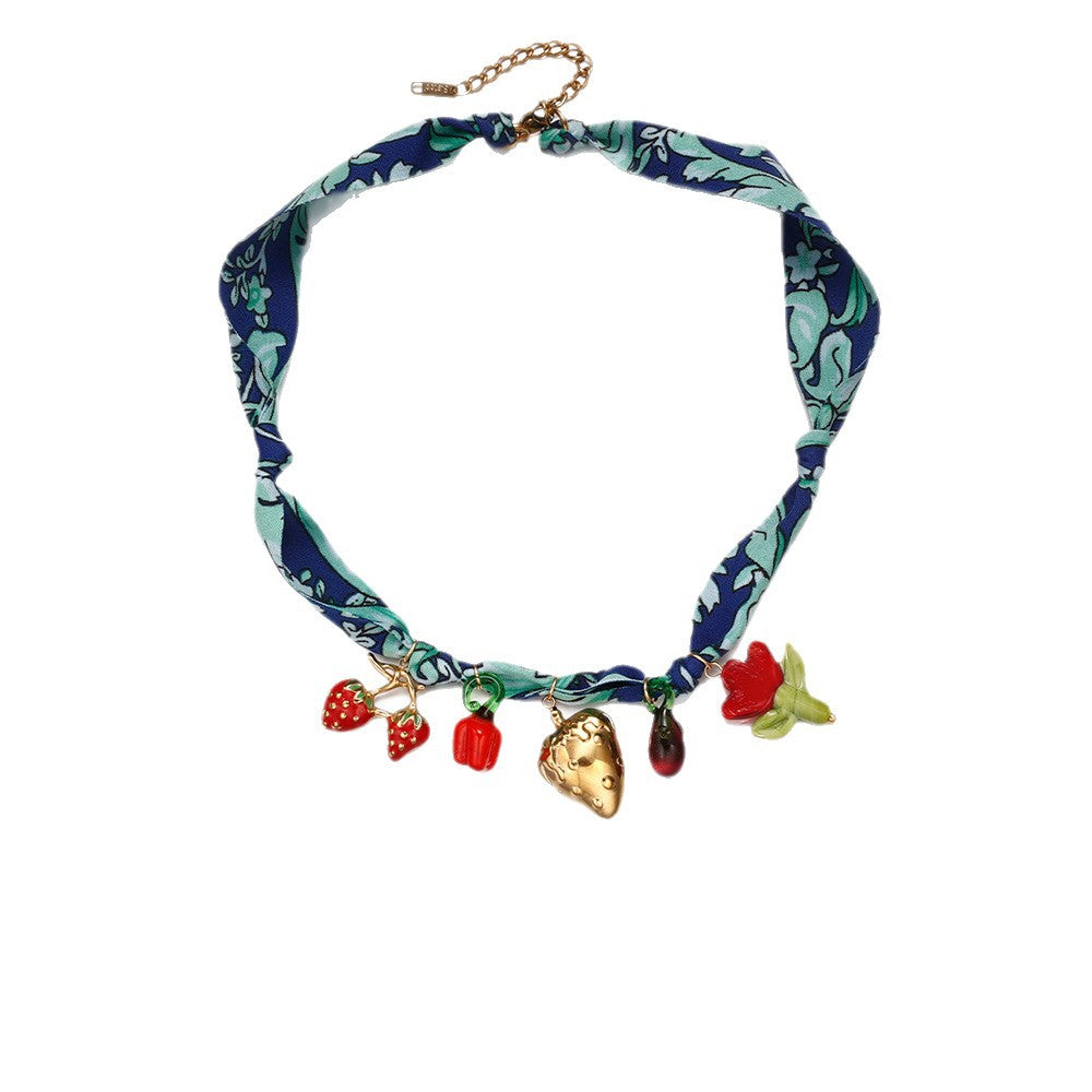 Wholesale Tina European and American Stainless Steel Pendant Necklace Sweet Cool Sexy Style Silk f Braided Colorful Necklace Clavicle Chain Necklace Jewelry