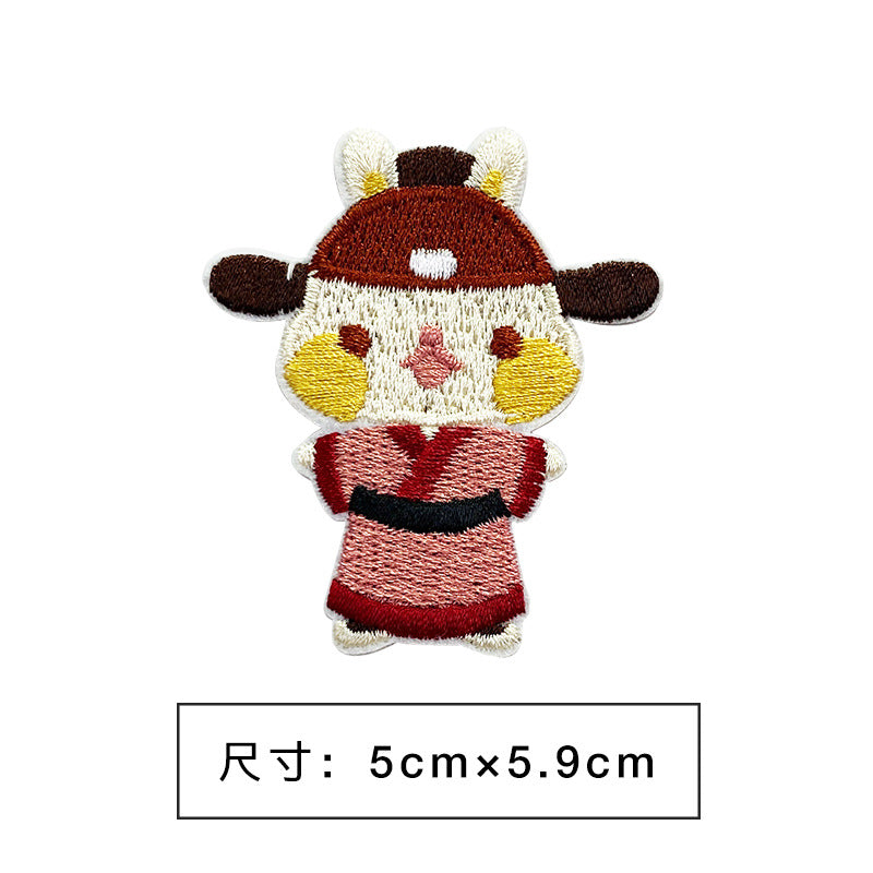 Wholesale Non Woven Fabric Cartoon Embroidered Patch Sticker For Towel DIY Accessory