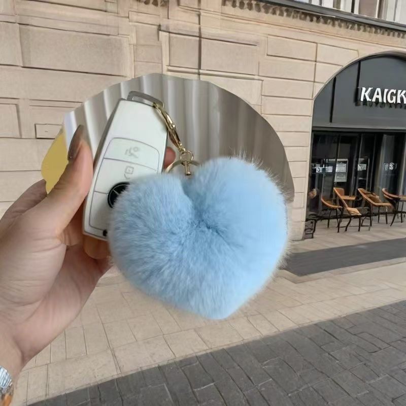 Wholesale Cute Heart shaped Hairball Pom Pom  Keychain