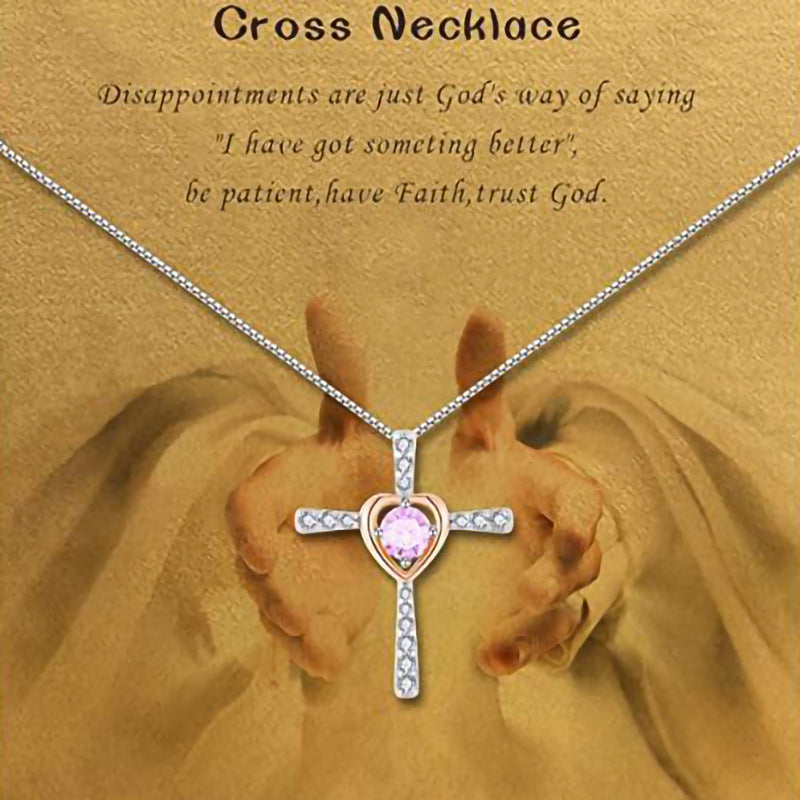 Wholesale Heart Shaped Hao Stone Cross Ladies Necklaces