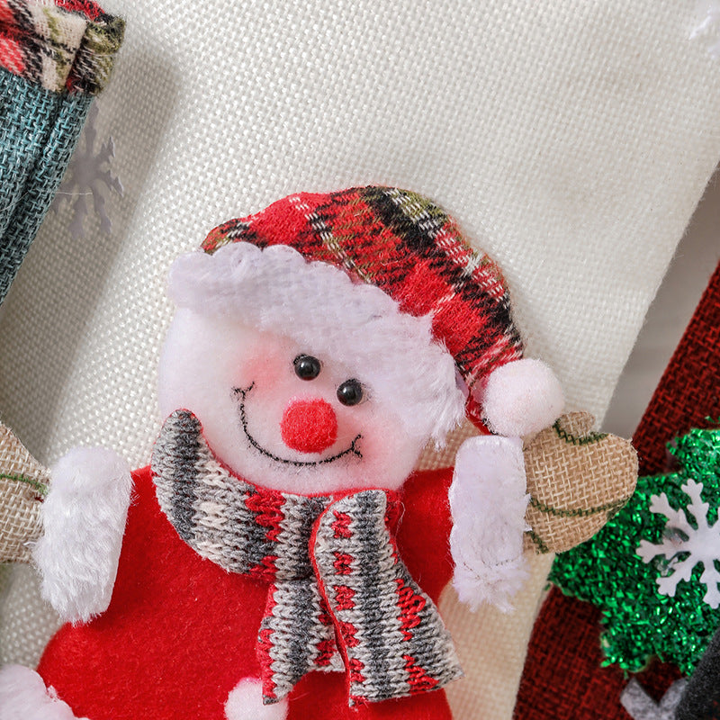 Wholesale Large Size Christmas Stockings Fence Hangings Burlap Gift Bags Christmas Tree Decorations