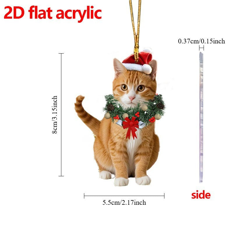 Wholesale Christmas Wreath Cat Style Acrylic Decorative Pendant