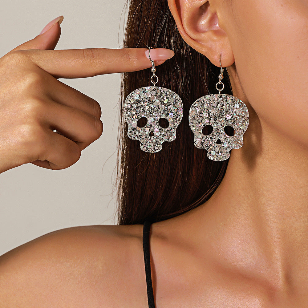Wholesale Ghost BOO Letter Sequin Acrylic Earrings
