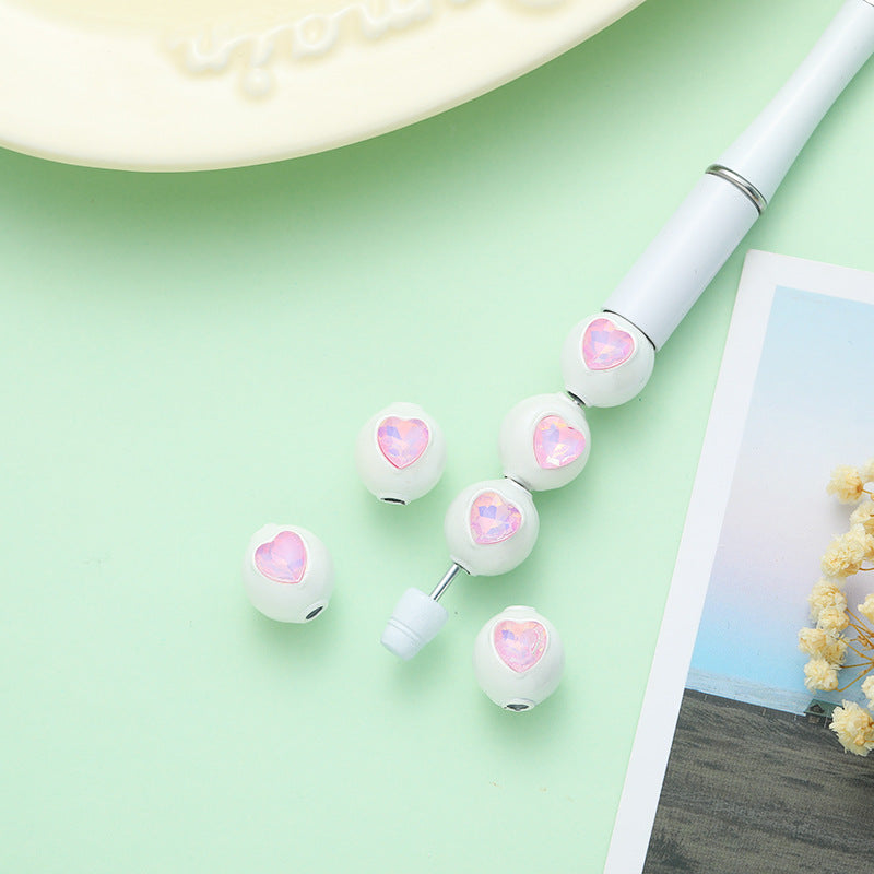 Wholesale 10pcs Love Alloy Series White Round Beads