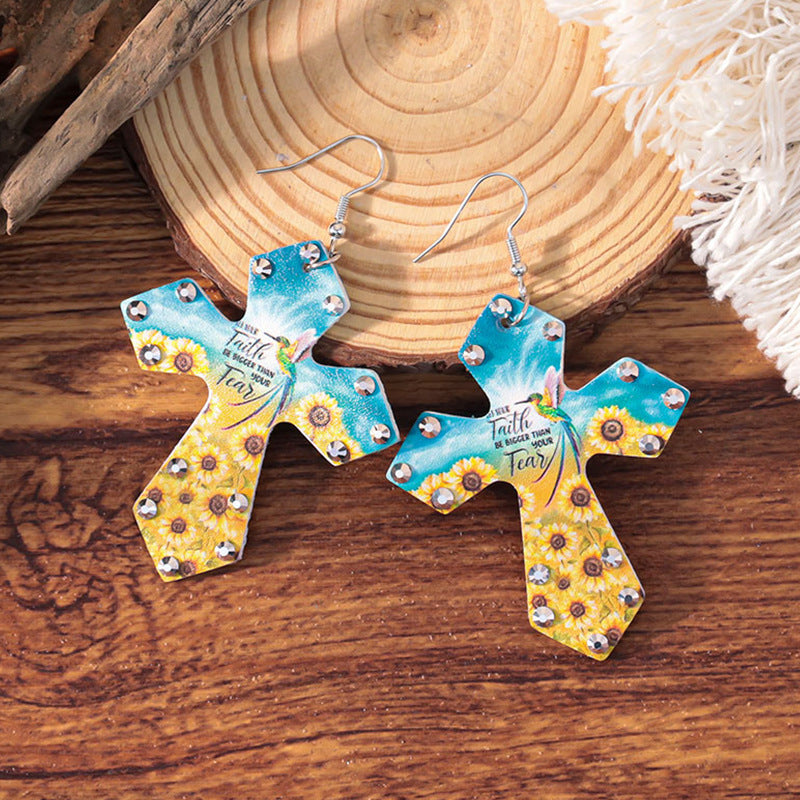 Wholesale Western-style double cross earrings