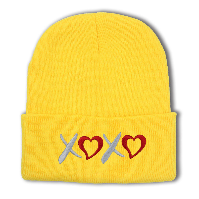 Wholesale Valentine's Day XOXO embroidery knitted hat for men and women couples autumn and winter warm wool hat leisure all-match cold hat tide