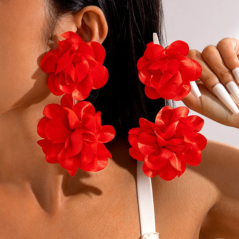 Wholesale Fresh and colorful floral Valentine' s Day earrings
