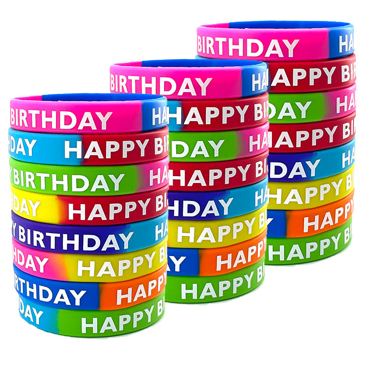 Wholesale 10pcs Party Silicone Happy Day Rainbow Rubber Wristband Bracelet