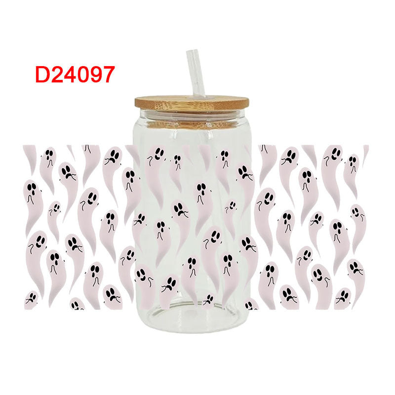 Wholesale Pumpkin Cat Ghost Halloween 16oz Cup UV DTF Wraps