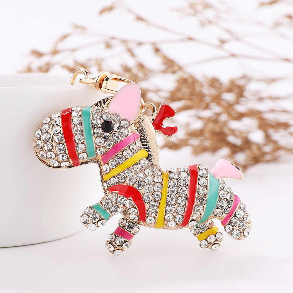 Wholesale Rhinestone Zebra Fully Studded Alloy Keychain