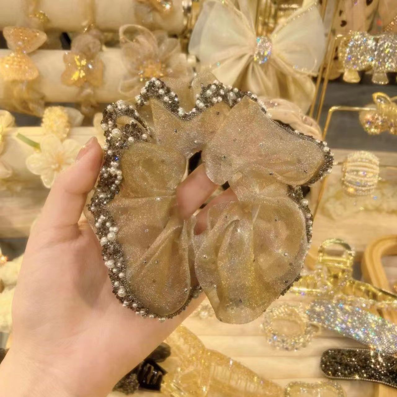 Wholesale Full diamond ball head temperament high-end hair ring