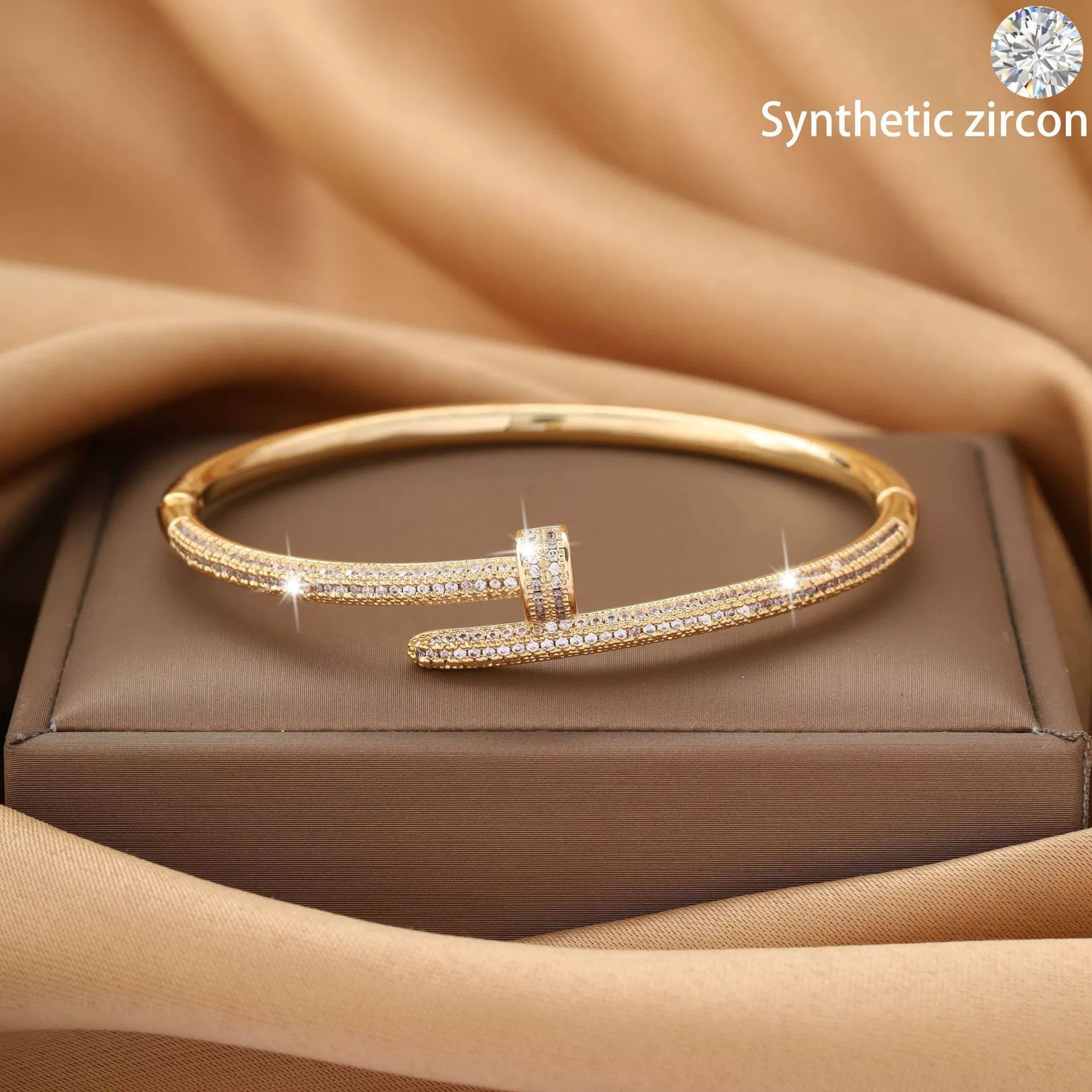 Wholesale Nail copper micro inlaid zircon open bracelet