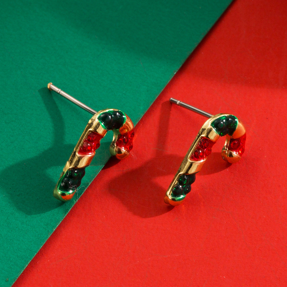 Wholesale Christmas Fashion Elk Christmas Tree Diamond Inlaid Three-dimensional Cartoon Holiday Earrings