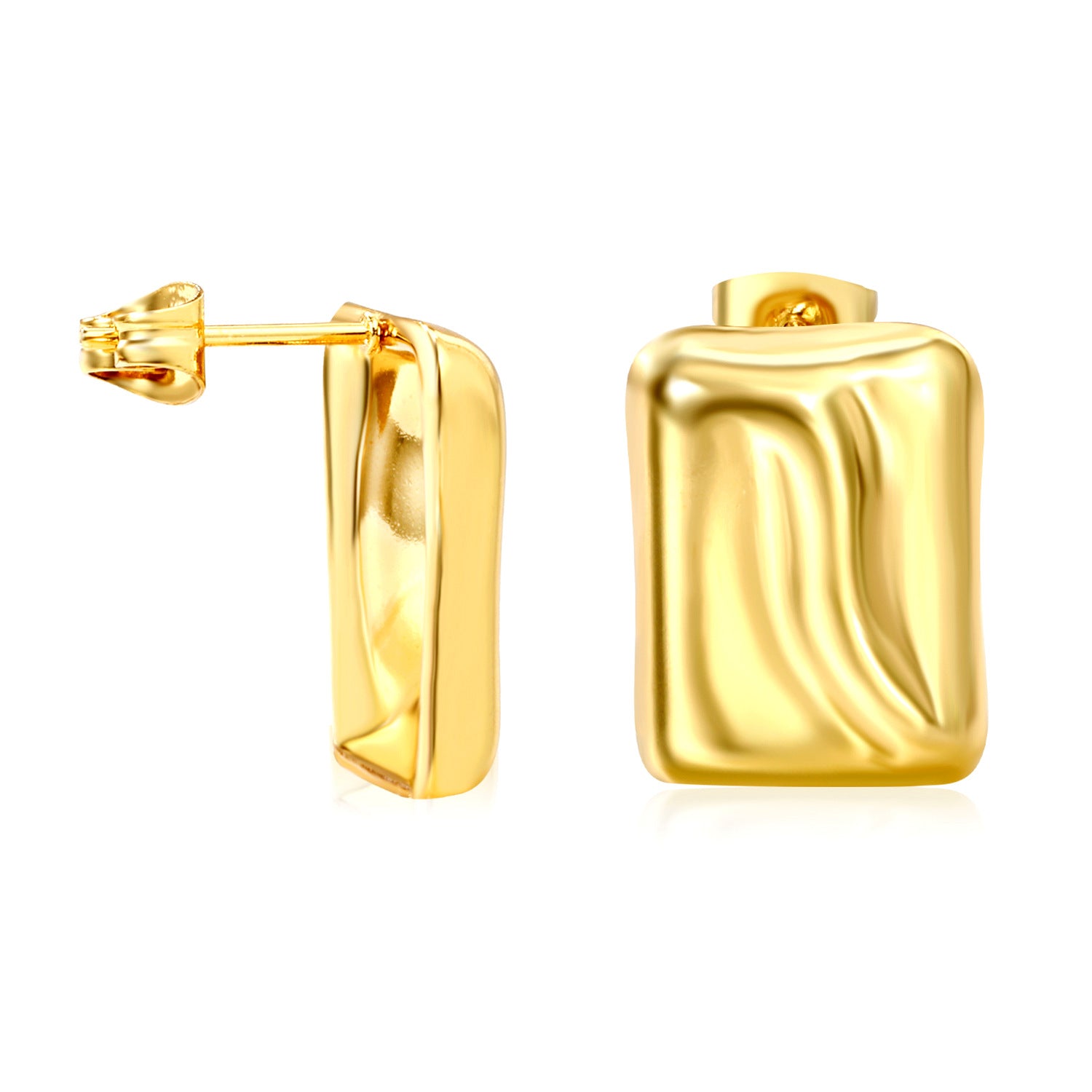 Wholesale 18k Gold-Plated Stainless Steel Stud Earrings,  Snake-Shaped Cartilage Studs