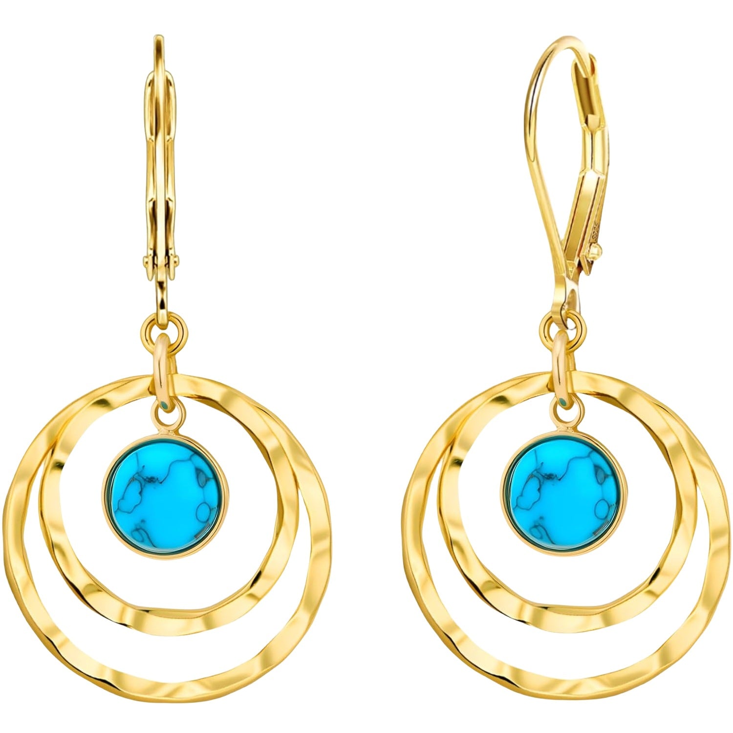 Wholesale Fashion Turquoise Circle Three-Dimensional Hoop Earrings