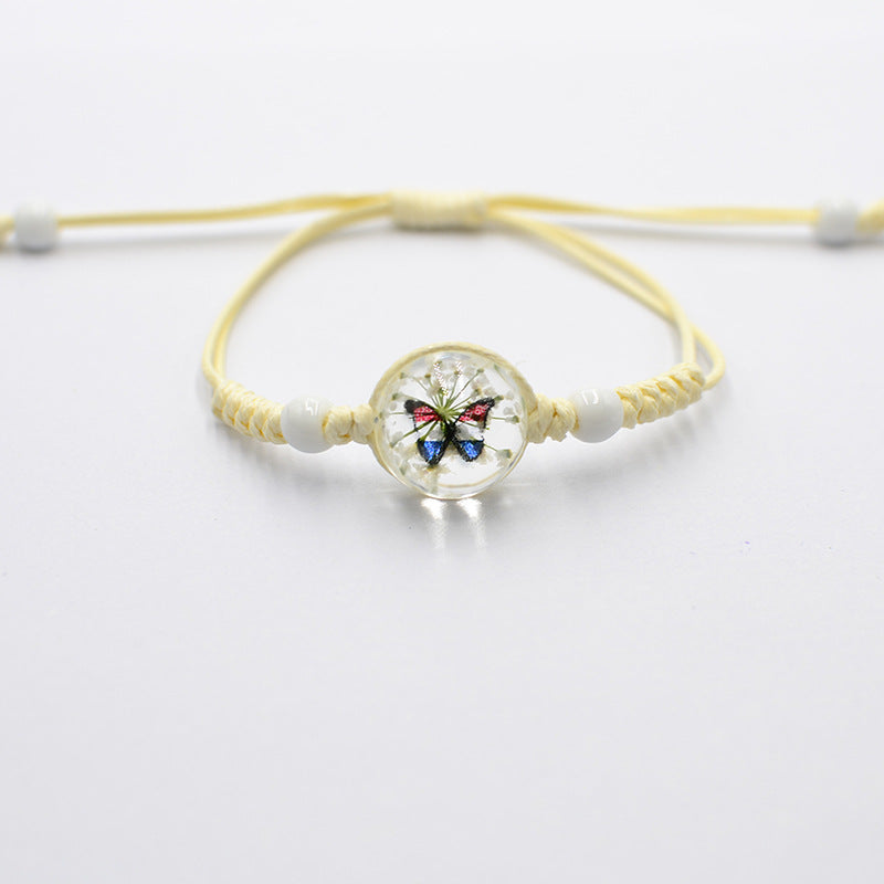 Wholesale Gypsophila Bracelet Glass Time Gem Real Flower Dried Flower Bracelet