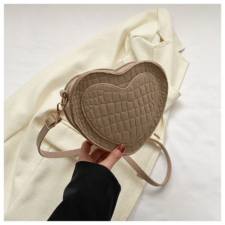 Wholesale Pink Heart Shape Felt Shoulder Bag