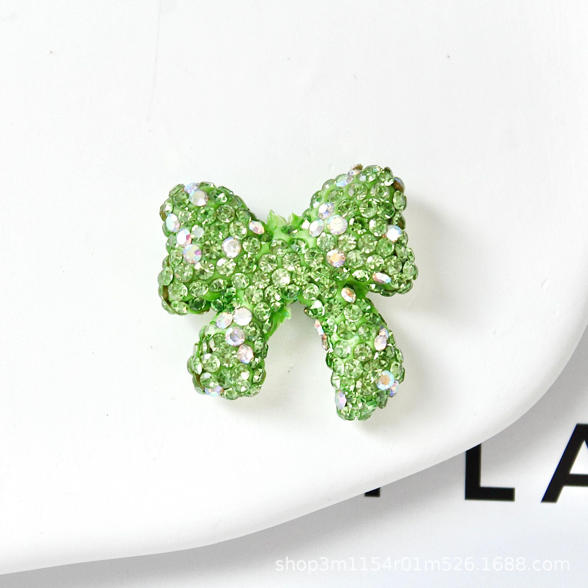 Wholesale 10pcs Colorful diamond clay butterfly bow ribbon with vertical hole beads