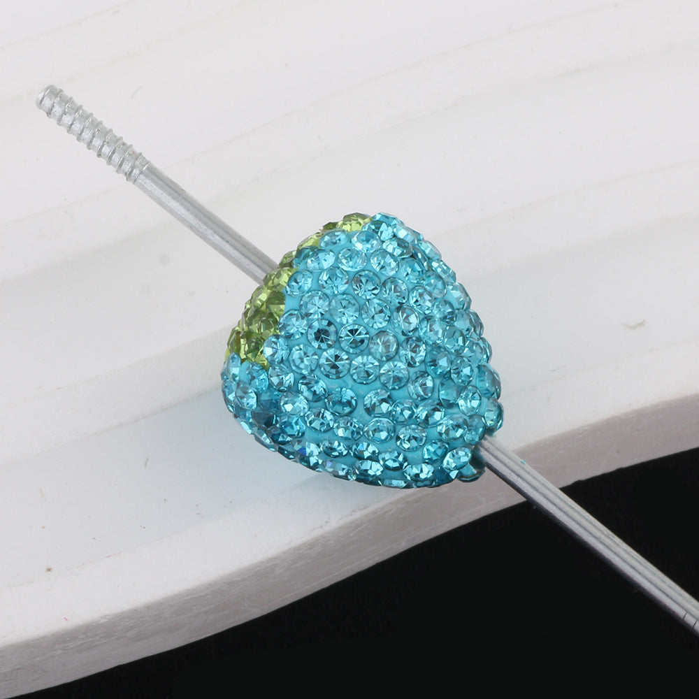 Wholesale 5pcs Colorful Strawberry Ball Diamond Ball Can Thread Straight Holes DIY Beads