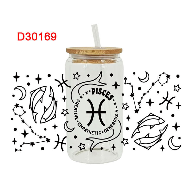Wholesale  Black and white style  16oz Cup UV DTF Wraps 16oz Cup UV DTF Wraps
