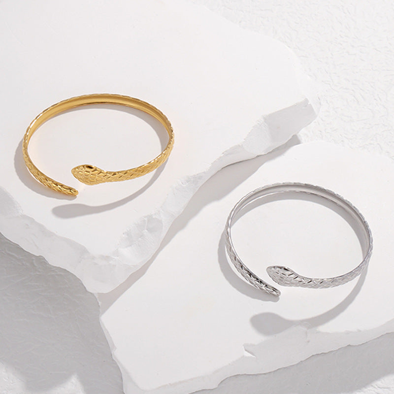 Wholesale Creative Snake-shaped Opening Titanium Steel C-shaped Adjustable Stainless Steel Bracelet